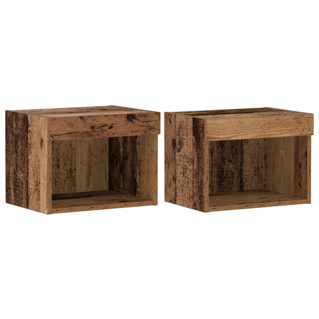 Armadi a muro  con luci LED 2 pezzi in legno vintage 40x30x30 cm