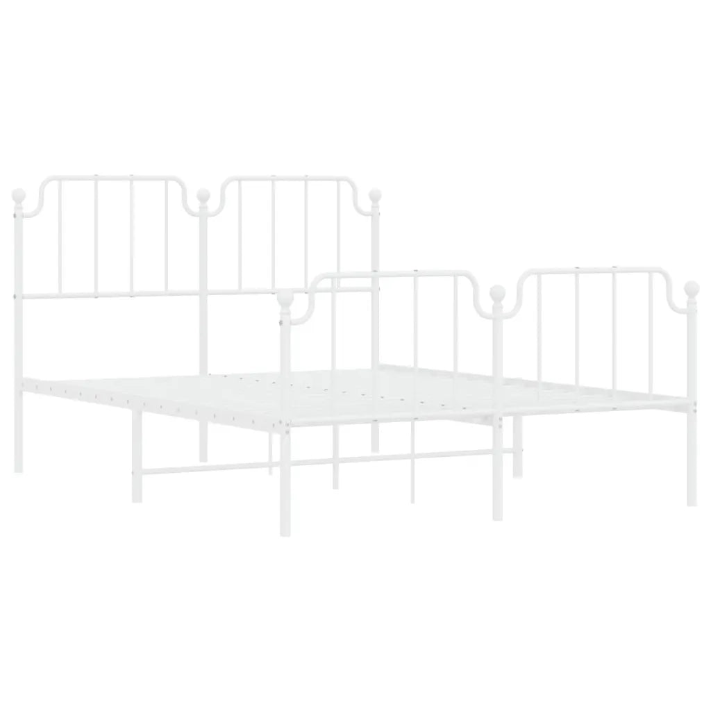 Giroletto con Testiera e Pediera Metallo Bianco 140x190 cm 373954