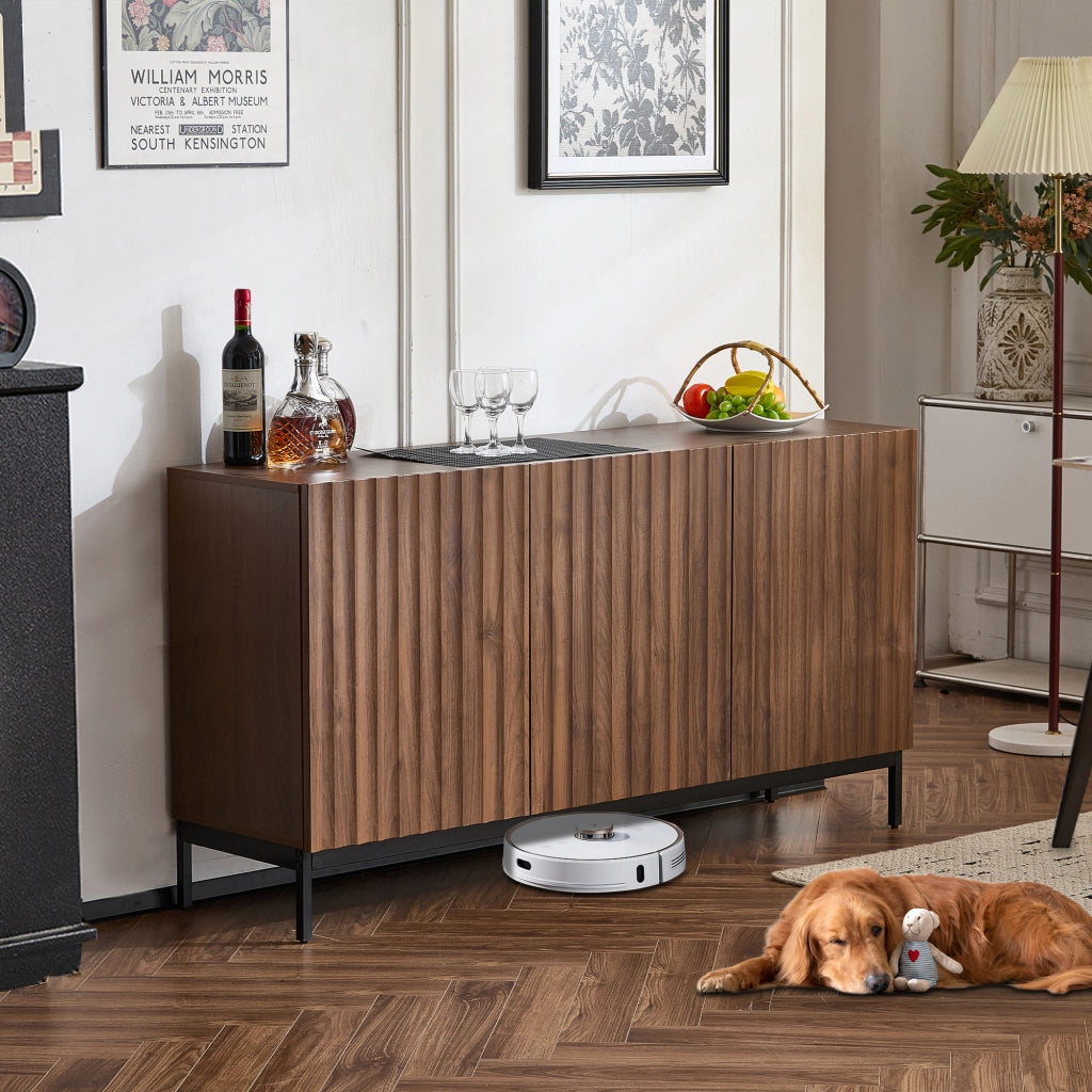 Credenza Mid-Century 3 Ante con Ripiani ¨C MINIMAL ¨C Rovere Scuro 150x40x80