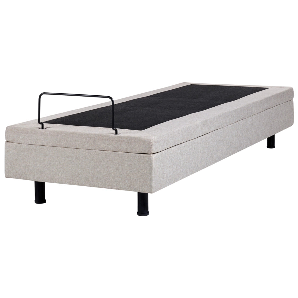 Letto elettrico singolo in poliestere beige chiaro regolabile con telecomando senza testata 80 x 200 cm stile moderno