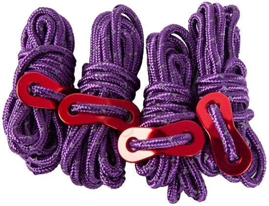 Tentacciaio 4mm - 4 Pezzi - Riflettente - Nylon - Chiave a Lama di Alluminio - Leggero - Portatile - Corda da Tenda