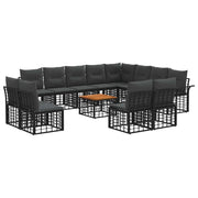 Set di divani da esterno 13 pcs Nero e Grigio scuro Poliestere 3437795