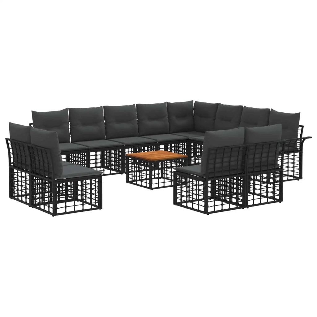 Set di divani da esterno 13 pcs Nero e Grigio scuro Poliestere 3437795