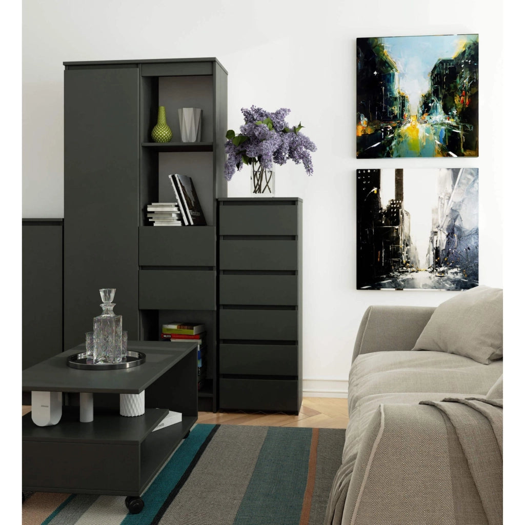 Cassettiera AKORD CL6 Cassettiera Grigia Grafite 40 cm 6 cassetti 40x35x109 cm