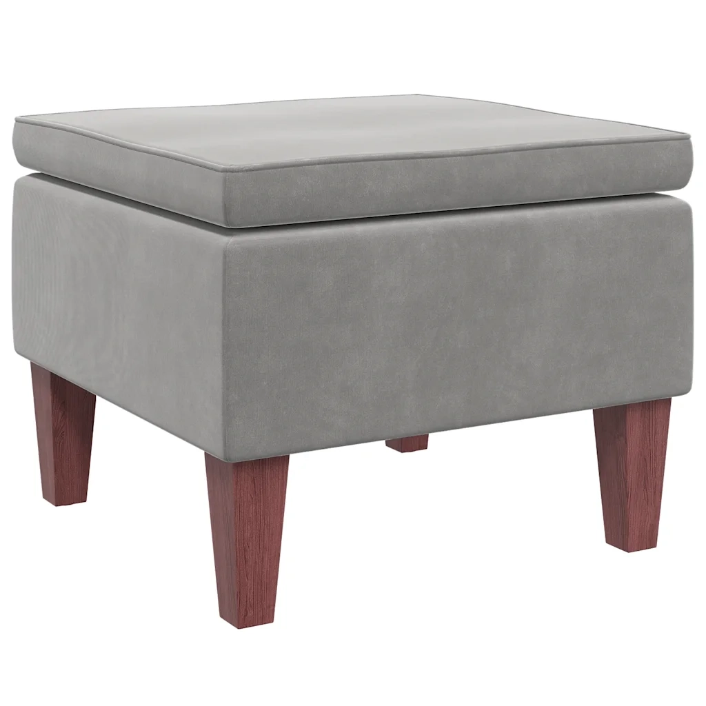 Poggiapiedi con Gambe in Legno Grigio Chiaro in Velluto cod mxl 53349