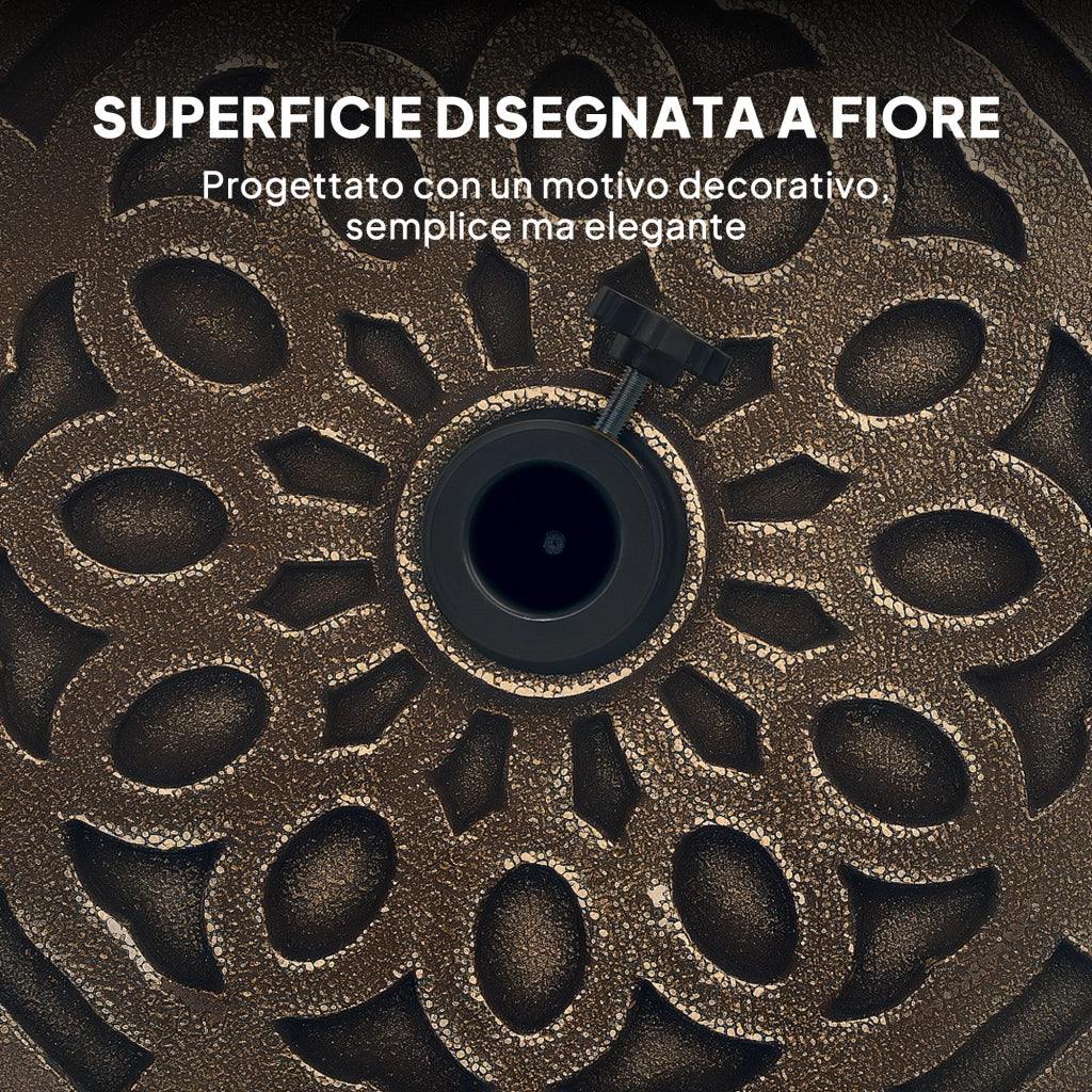 Base per Ombrellone in Resina da 21 kg Rotonda con Ruote e Freni, Bronzo