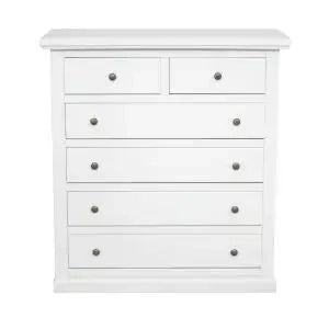 cassettiera cinquino in legno Shabby chic bianco 4 + 2 larga