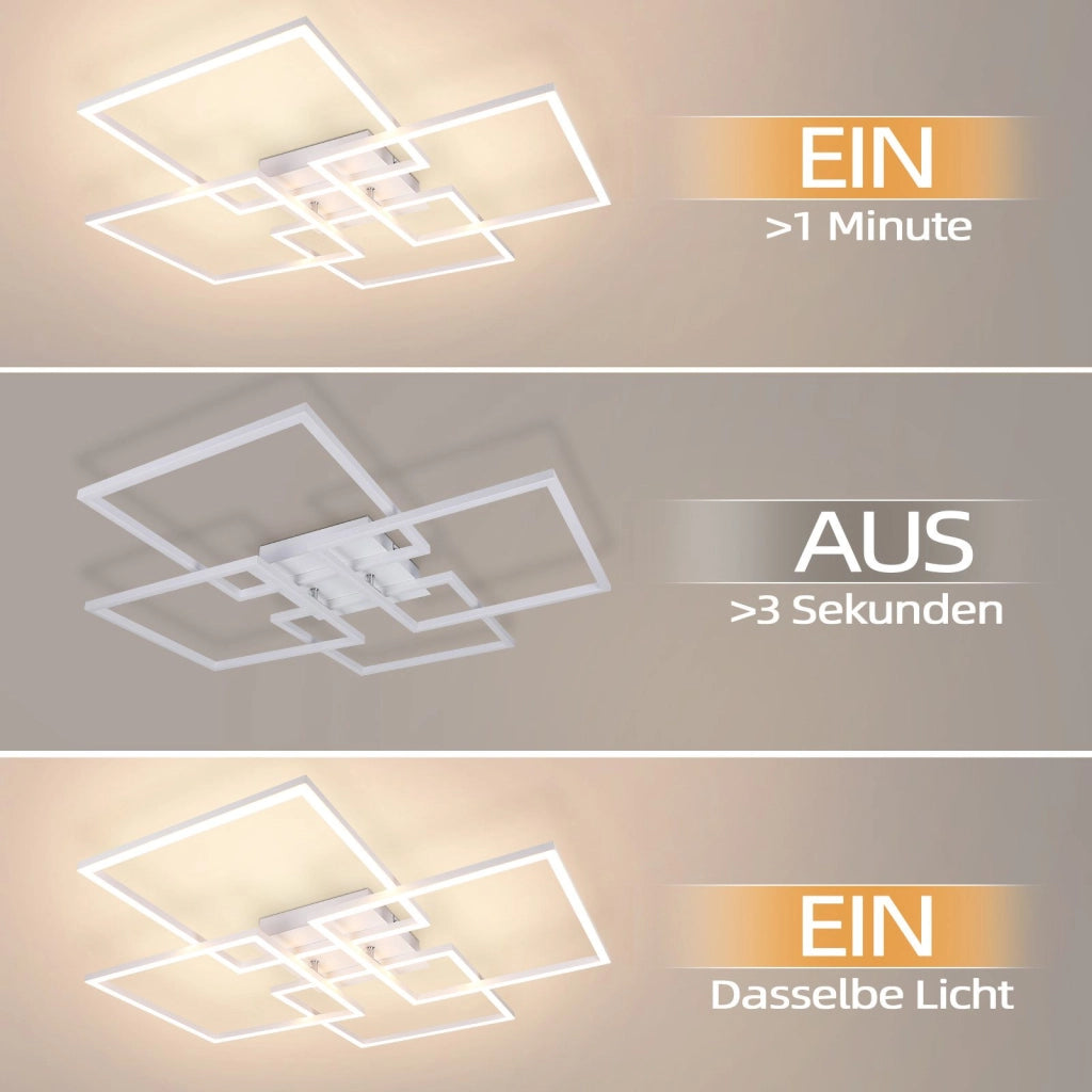 ZMH Lampada da soffitto plafoniera LED moderna 32W cornici rettangolari per soggiorno camera letto