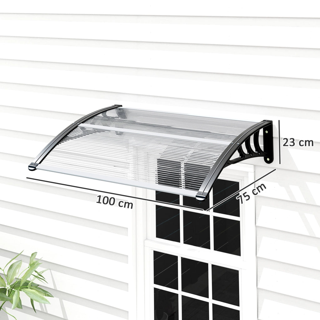Tettoia Tenda da Porta ¨C zephmum ¨C 100x75 cm Policarbonato Trasparente