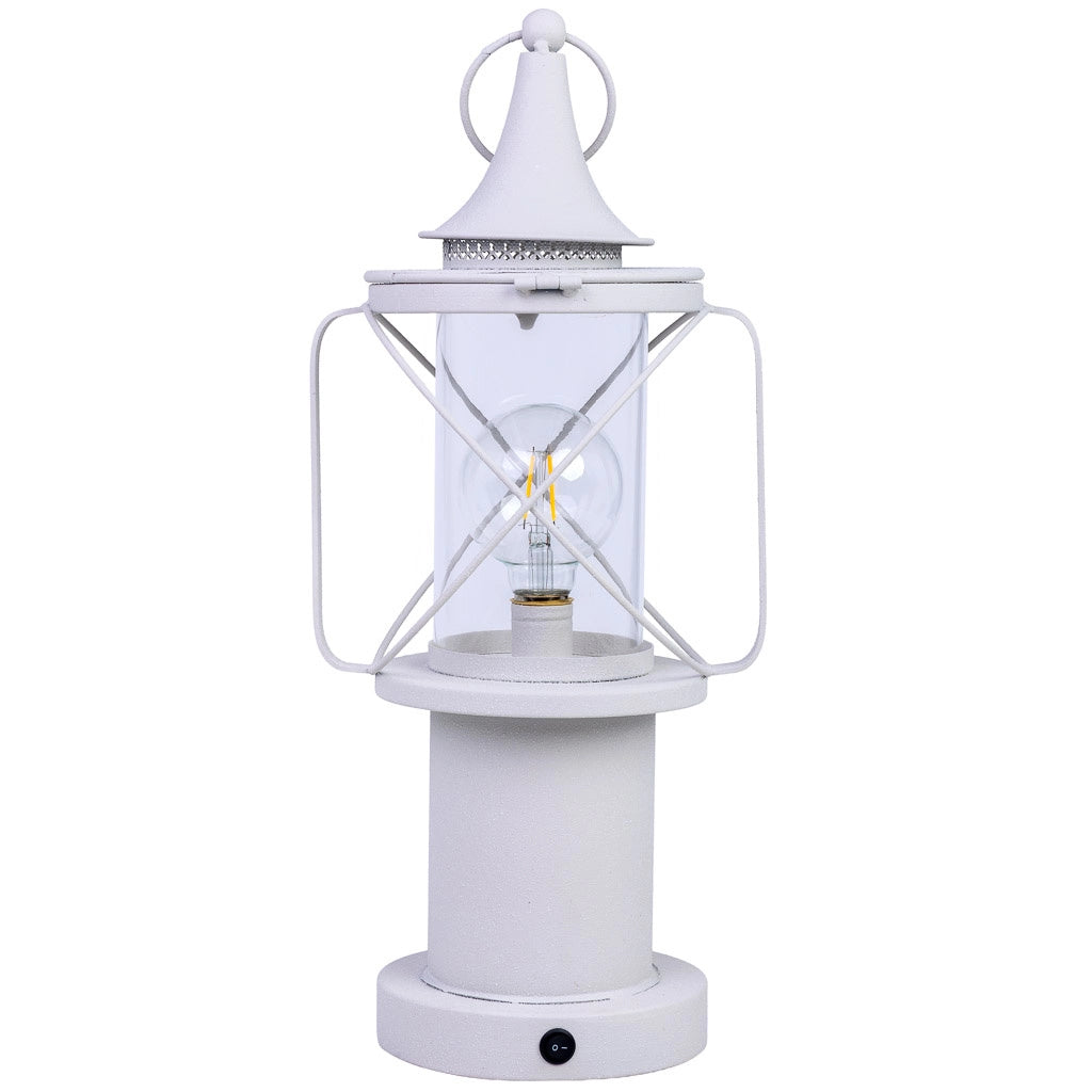 Lampada tavolo metallo bianco LED 21x18.5x46.5/52.5h cm