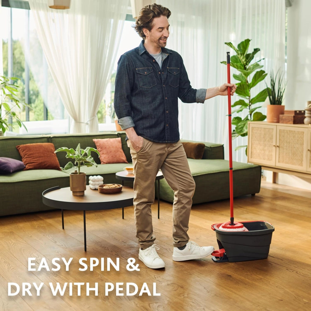 Sistema Lavapavimenti SuperMocio Turbo Smart con Secchio a Pedale e Fiocco in Microfibra Triangolare Vileda
