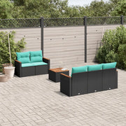 Set Divani da Giardino 6 pz con Cuscini Nero in Polyrattan 3225784