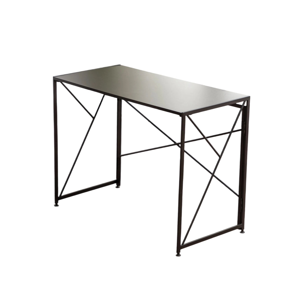 Scrivania pieghevole in MDF nero 99x50x75 cm, salvaspazio e versatile