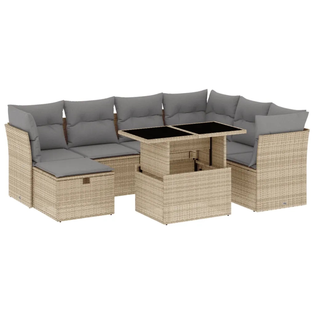Set Divano da Giardino 8 pz con Cuscini Beige in Polyrattan 3274679
