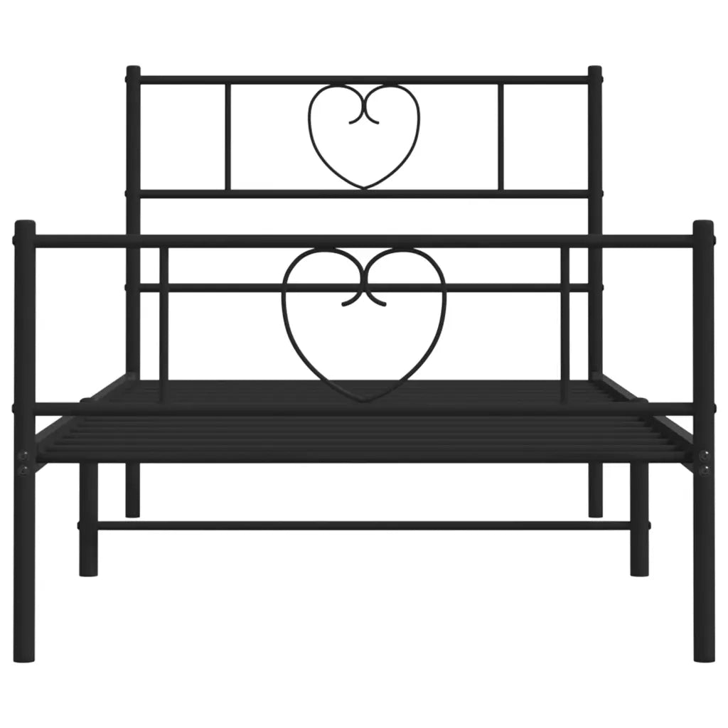 Giroletto con Testiera e Pediera-Struttura Letto Metallo Nero 80x200 cm 171232