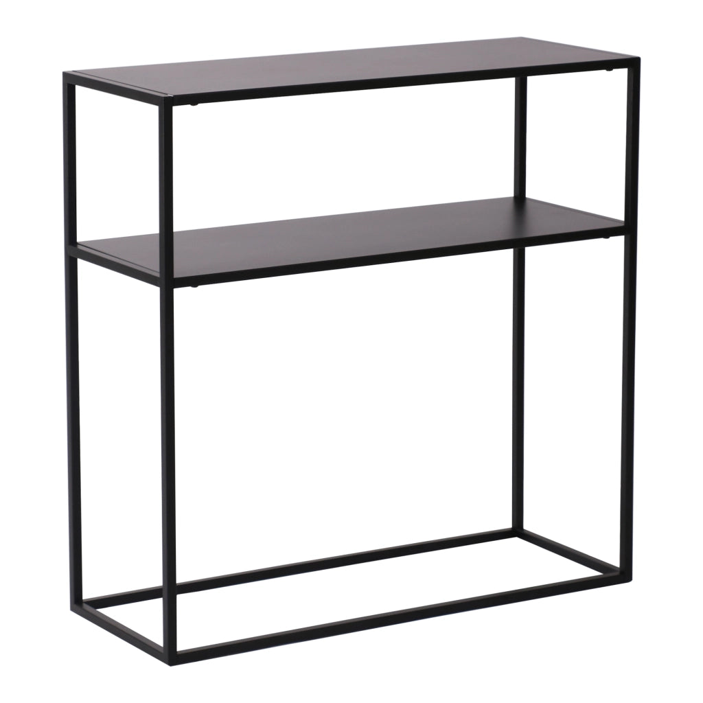 Tavolo a Consolle Kuhmo in Metallo 80 x 80 x 30 cm 2 Piani di Appoggio Nero [en.casa]