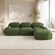 Divano angolare modulare senza montaggio 298x178x70 cm in tessuto effetto velluto a coste verde