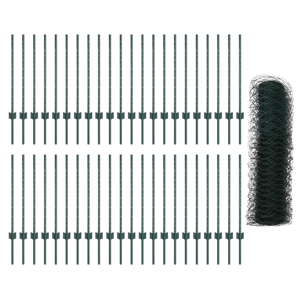 Posti per Recinzioni  11 pz U-Channel Verde 80 cm Acciaio