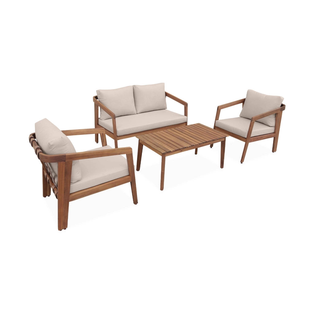 Salotto da giardino in legno di acacia, 4 posti , beige