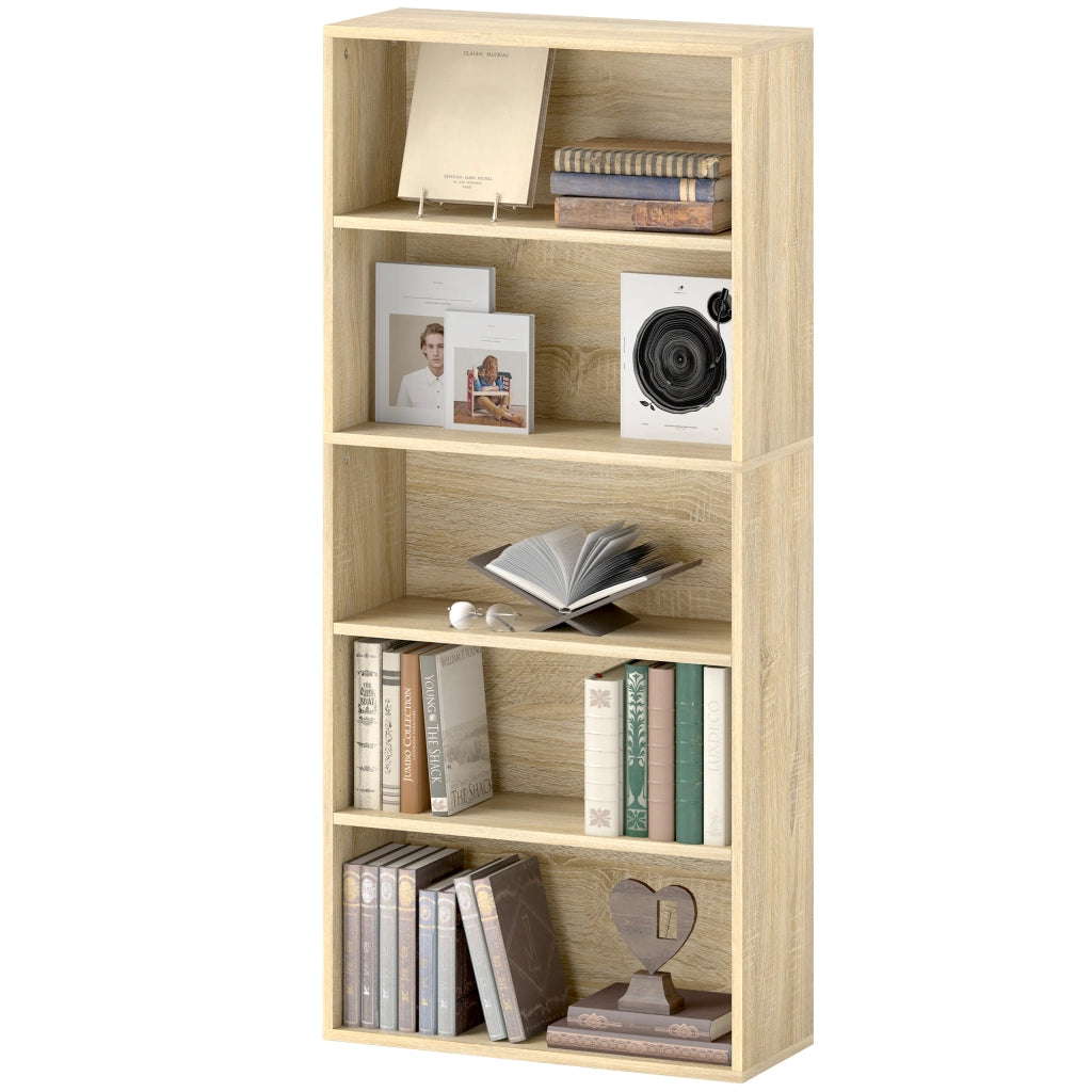 Libreria 5 livelli con ripiani regolabili ¨C zephmum ¨C naturale 60x24x133,5cm