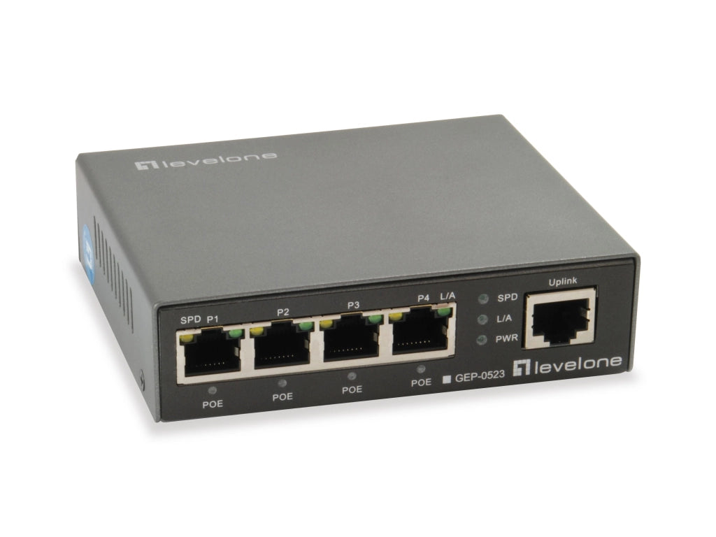 Levelone gep-0523 switch di rete gigabit ethernet (10/100/1000) supporto power over ethernet (poe) nero