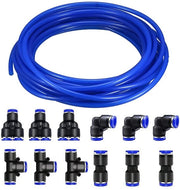 Connettori pneumatici 12 pezzi - Tubo pneumatico PU 10m - 4mm AD/2,5mm ID - Alta pressione - Materiale resistente - Per trasporto aria/umidità - Tubo di aspirazione
