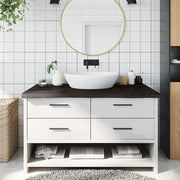 Piano Bagno Marrone Scuro 100x60x(2-6) cm Legno Trattatocod mxl 78908