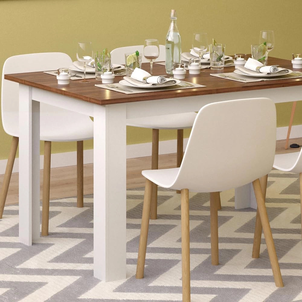Tavolo da pranzo Karlos, Noce, 140 x 90 cm, per l'utilizzo come tavolo da pranzo fisso in soggiorno o sala da pranzo