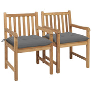 Sedie da Giardino 2 pz con Cuscini Grigi in Massello di Teak cod mxl 8064