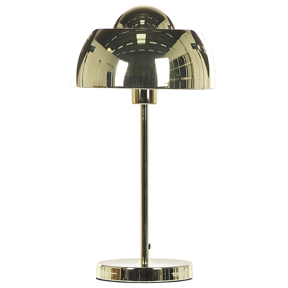 Lampada da Tavolo Comodino in Metallo Dorato Base Rotonda Paralume a Cupola Lampada da Lettura Glam
