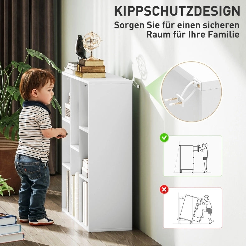 Libreria a 8 scomparti con struttura versatile