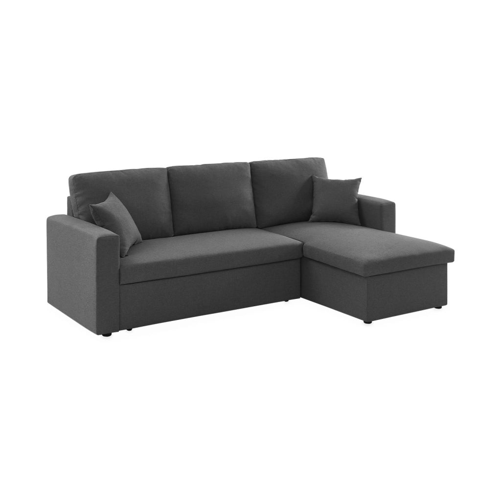 Divano letto angolare reversibile con contenitore, 3 posti, grigio