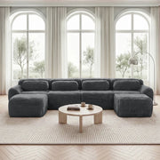 Divano modulare a U in tessuto plush grigio 378x179x73 cm; senza montaggio