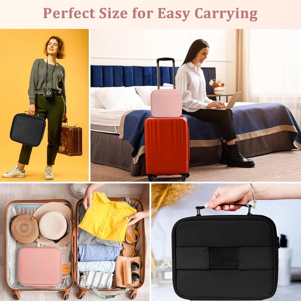 Trade Shop - Beauty Case Specchio A Led Ricaricabile Staccabile Porta Trucchi Organizzatore Da Viaggio -