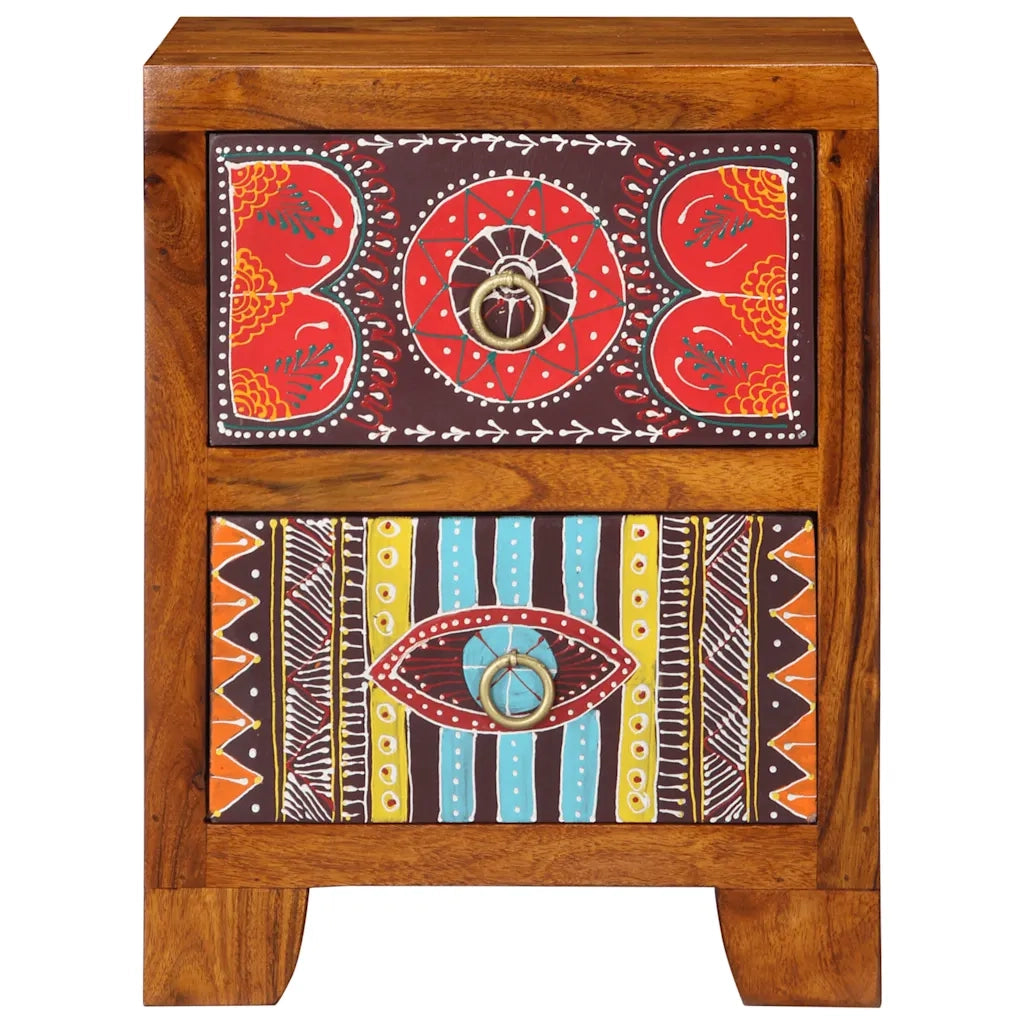 Comodini 2 pz-Set di 2 Tavolino da notte 35x35x45 cm in Legno Massello di Acacia