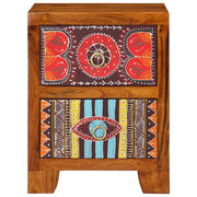 Comodini 2 pz-Set di 2 Tavolino da notte 35x35x45 cm in Legno Massello di Acacia