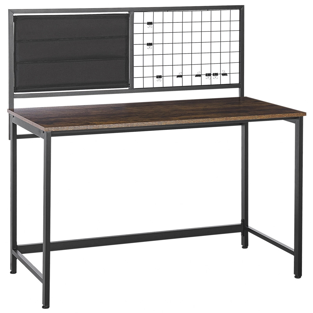 Scrivania nera con pannelli di particelle di legno scuro in metallo 60 x 118 cm Lavagna per appunti per l'home office