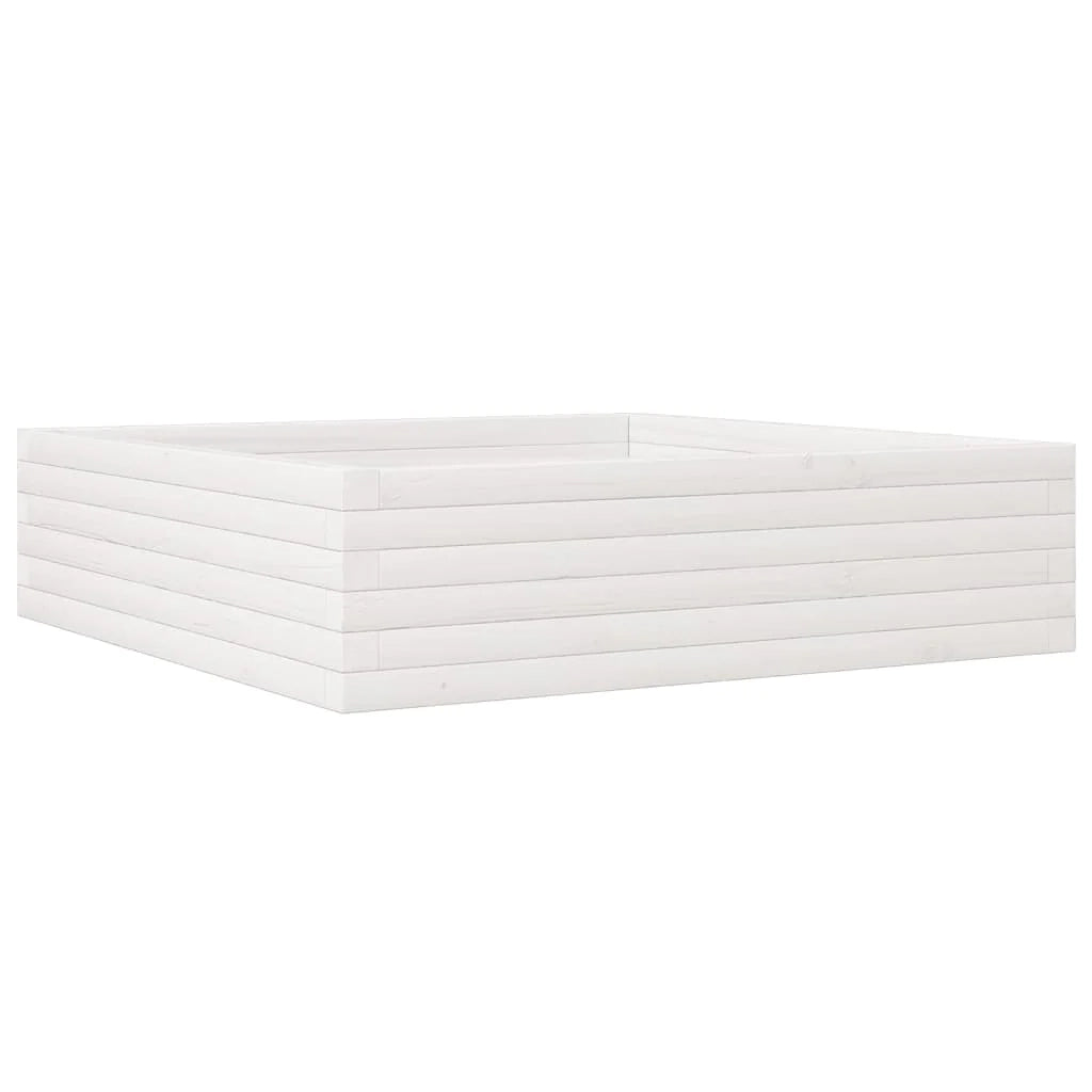 Fioriera rialzata per piante fiori terrazza giardino 90 x 90 x 23 cm legno di pino massiccio bianco 02_0038045