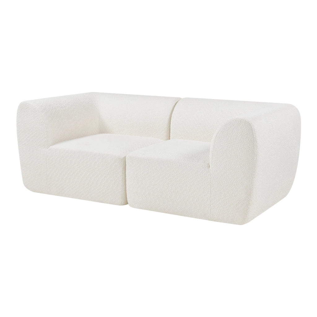 Divano Componibile a 2 Posti Divano Modulare 76x216x108 cm Serie Hurvas - Bianco Crema [en.casa]
