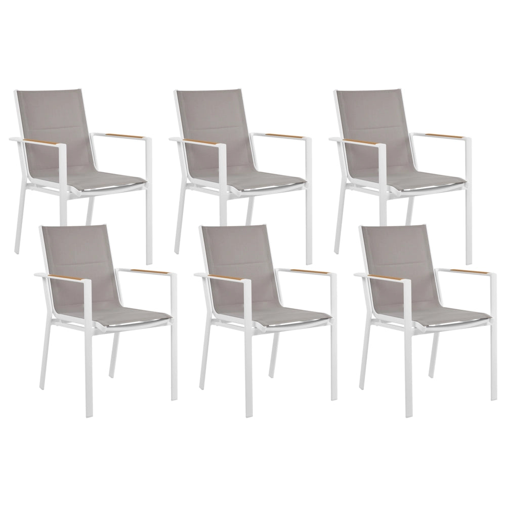 Set da giardino 8 posti con tavolo allungabile e sedie in alluminio grigio stile moderno esterno