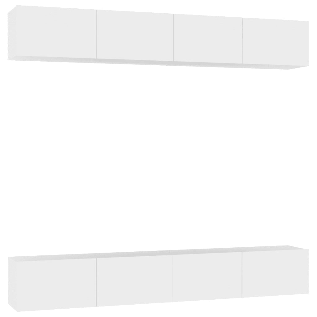 Mobili Porta TV 4 pz Bianchi 100x30x30 cm in Legno Multistrato 3074452