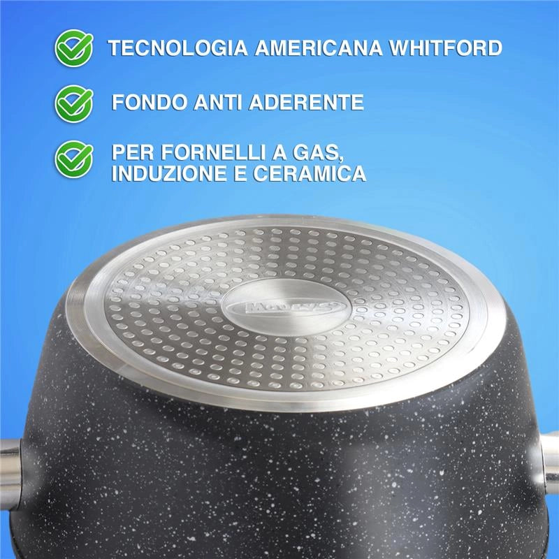 MAURY’S MAXISTONE TITANIUM CASSERUOLA 18 CM ANTIADERENTE IN ALLUMINIO RINFORZATO