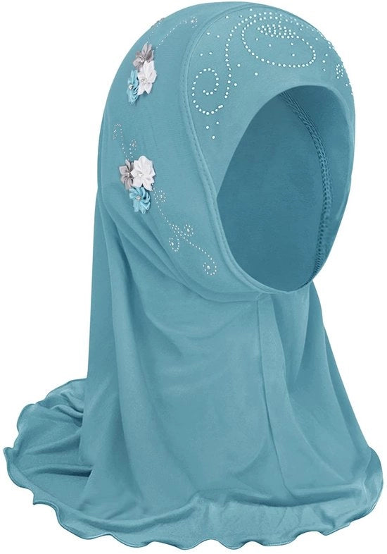 Sciarpa con Fiori - Sottoveste Islamica - Velatura per Ragazze - Respirante e Leggera - Protezione UV - 50 x 30 cm