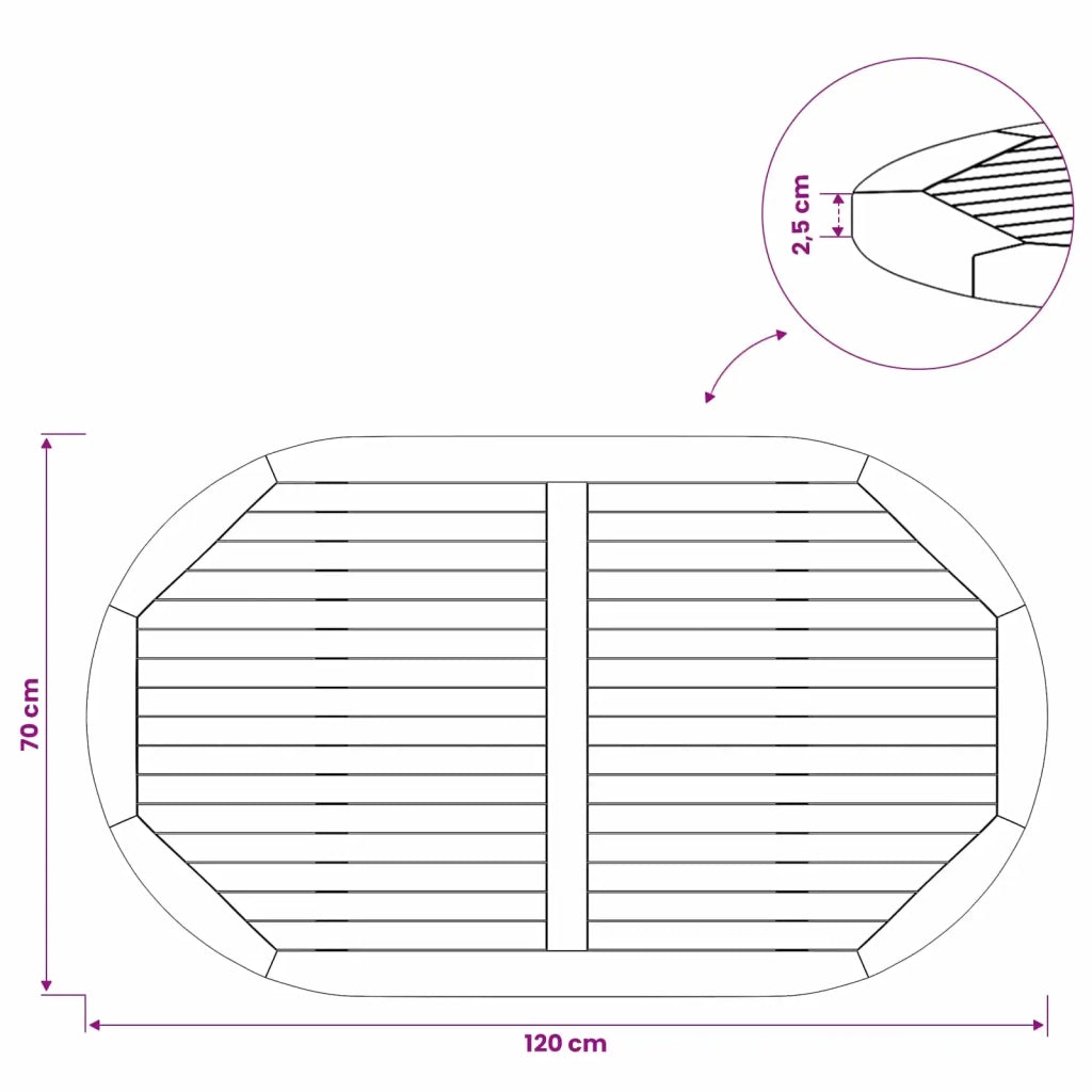 Piano del tavolo Ovale Legno di teak solido Naturale 42033174
