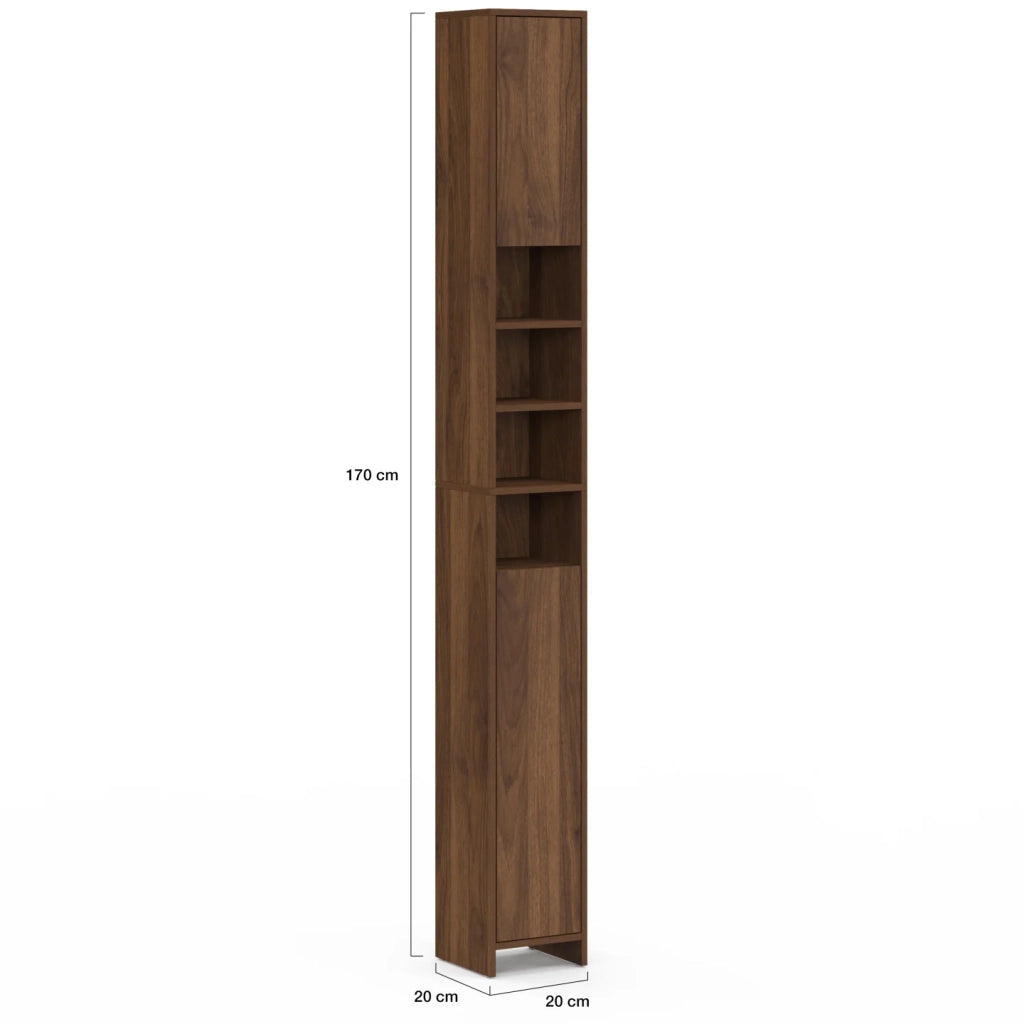 IDMarket - Mobiletto da bagno a 2 ante TOMI con 4 nicchie effetto noce