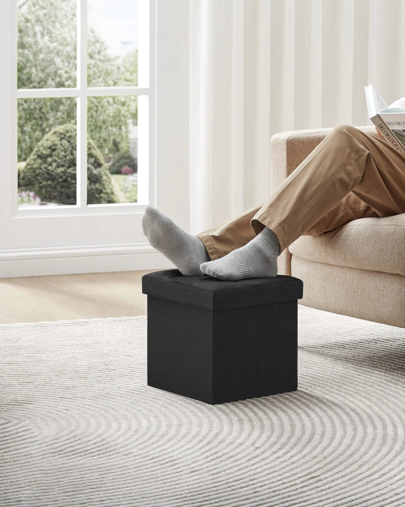 Valora PUFA - LSF028B01 Pouf Organizer Nero MDF Storage