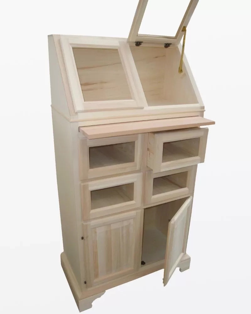Dispensa legno 4 cassetti e 2 ante ribalta grezza l.82 p.44 h.153 (2138) - Mobili 2G