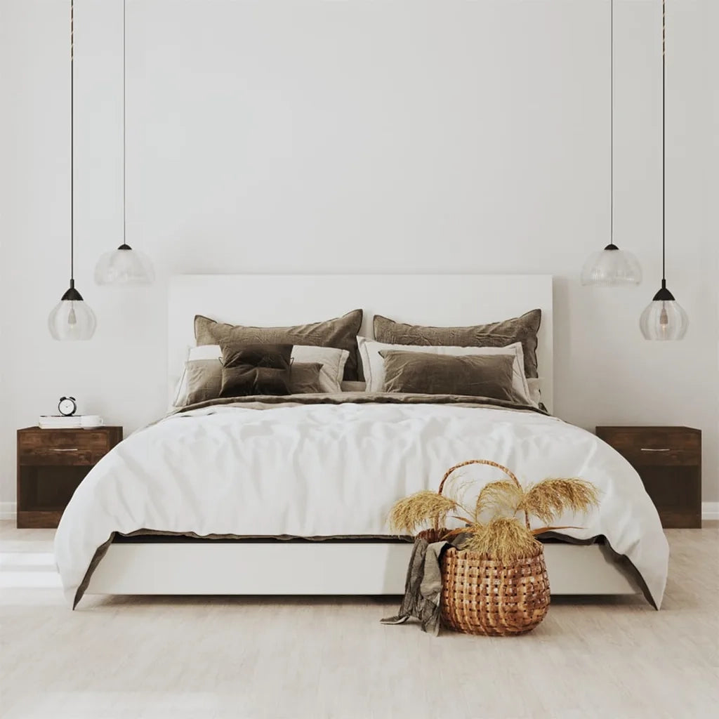 Comodini 2pz con Cassetto-Set di 2 Tavolino da notte Rovere Fumo