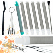 Set Filtri per Pistola a Spruzzo Rosfix – 5x 60 Mesh, 1x 30 Mesh + Kit Pulizia 17 in 1 | Alta Qualità, Versatilità