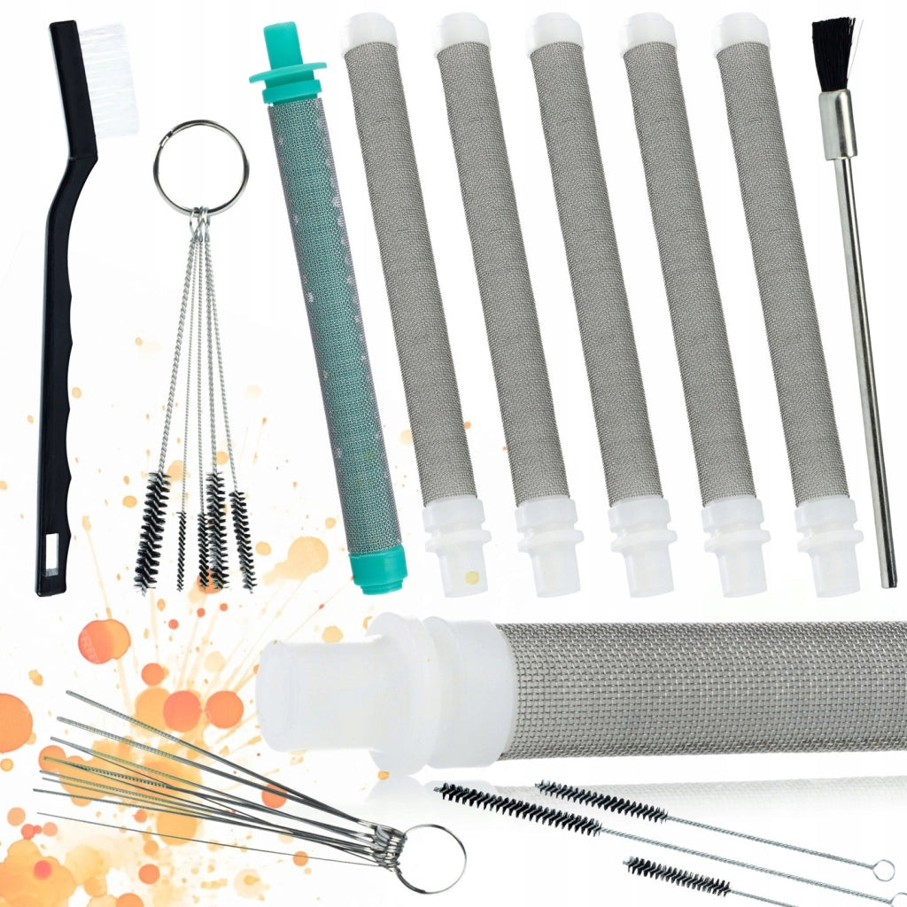 Set Filtri per Pistola a Spruzzo Rosfix – 5x 60 Mesh, 1x 30 Mesh + Kit Pulizia 17 in 1 | Alta Qualità, Versatilità